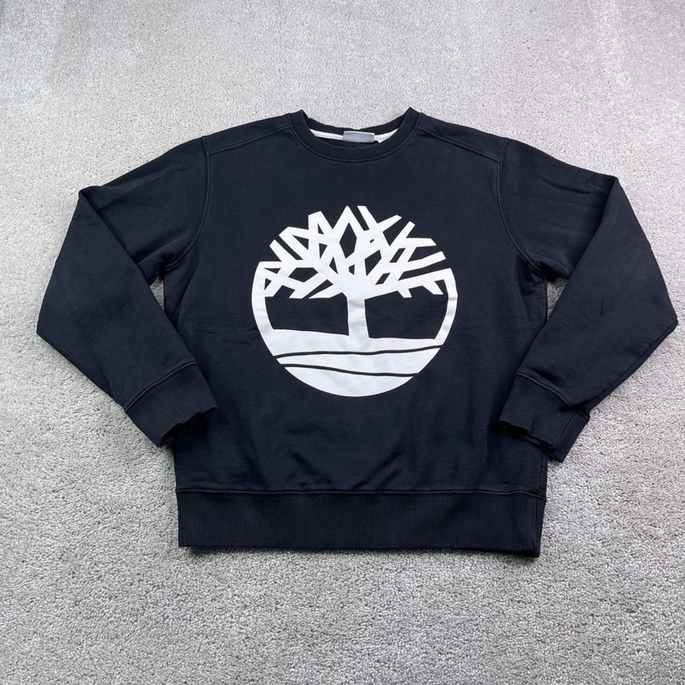 Timberland Sweatshirt Mens Medium Black Logo Crewneck Pullover Sweatshirt